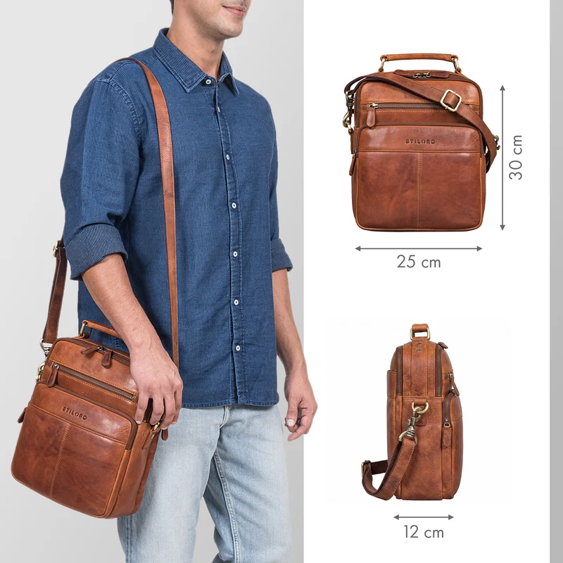 "Joe" Modische Herrentasche mit Handgriff zum Umhängen aus Leder