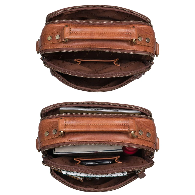 "Joe" Modische Herrentasche mit Handgriff zum Umhängen aus Leder