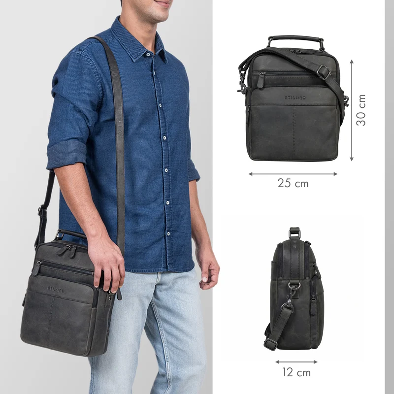 "Joe" Modische Herrentasche mit Handgriff zum Umhängen aus Leder