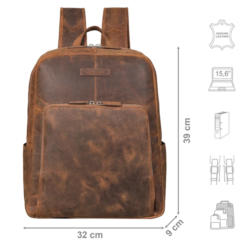 "Mariano" Stilvoller Notebook Rucksack 15,6 Zoll Leder