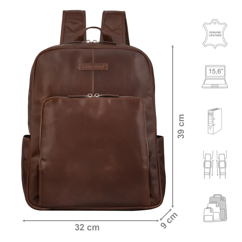 "Mariano" Stilvoller Notebook Rucksack 15,6 Zoll Leder