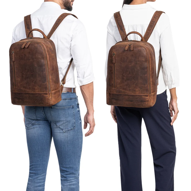 "Phillip" Leder Rucksack mit Laptopfach 15,6 Zoll