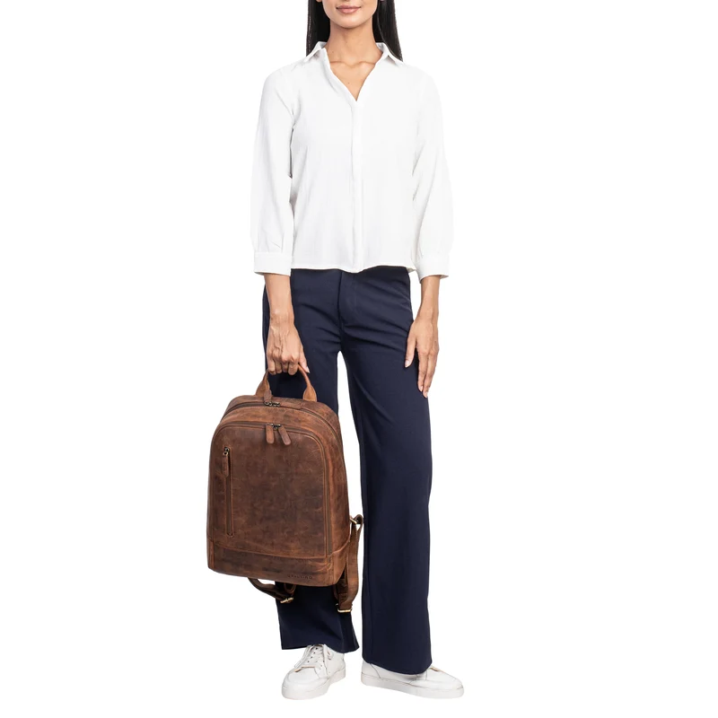 "Phillip" Leder Rucksack mit Laptopfach 15,6 Zoll