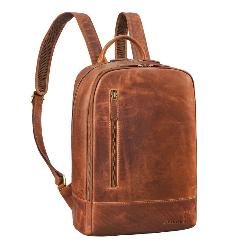 "Phillip" Leder Rucksack mit Laptopfach 15,6 Zoll