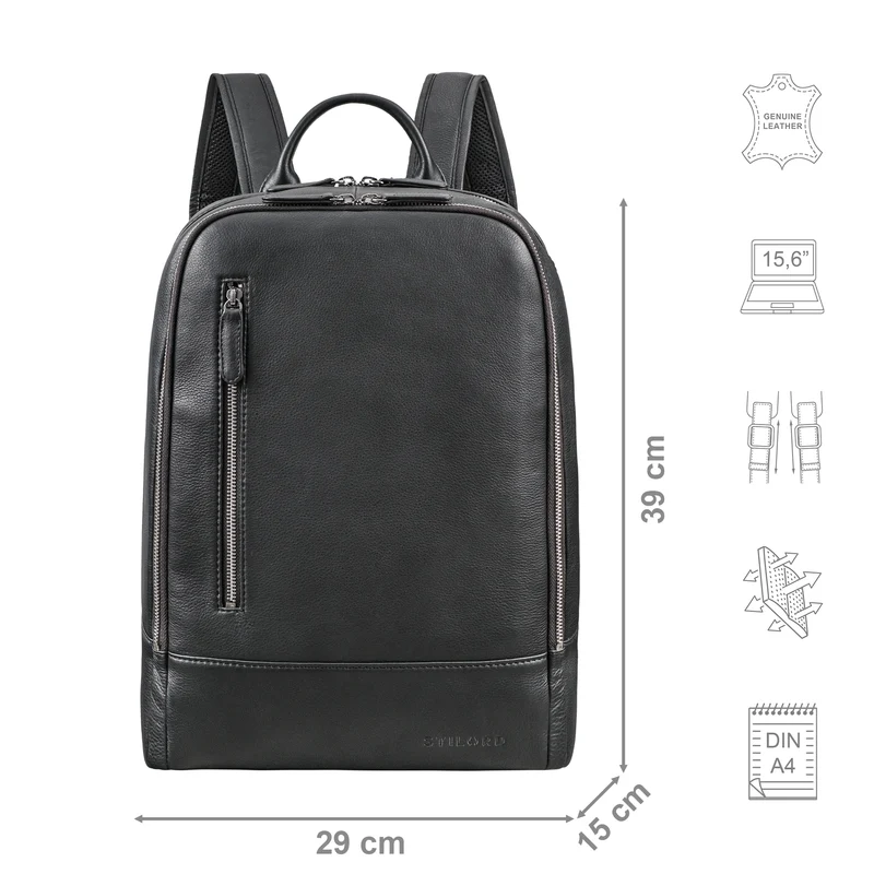 "Phillip" Leder Rucksack mit Laptopfach 15,6 Zoll
