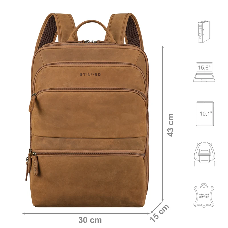 "Giuseppe" Schmaler Laptop Rucksack 15 - 16 Zoll für Damen und Herren