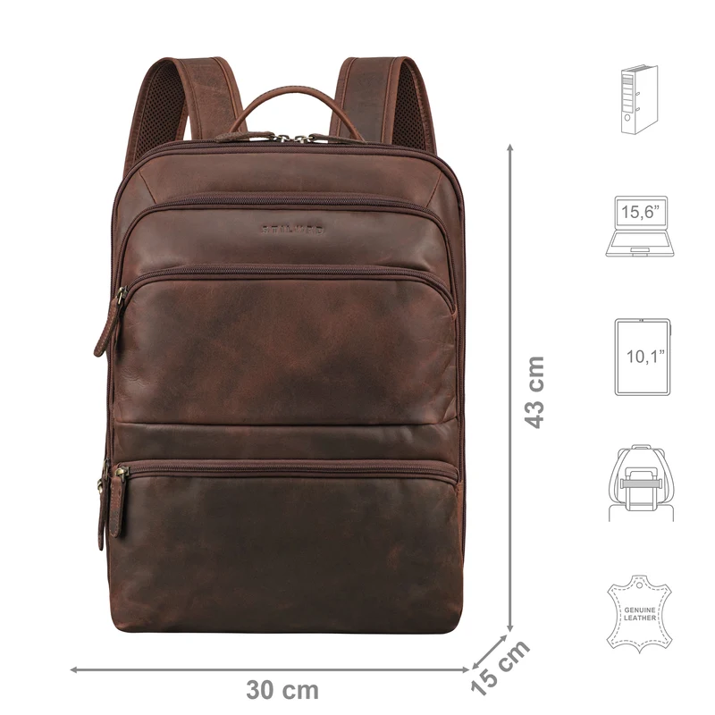 "Giuseppe" Schmaler Laptop Rucksack 15 - 16 Zoll für Damen und Herren