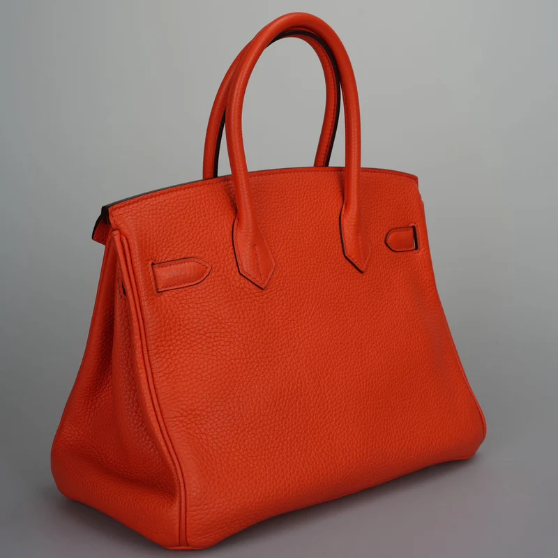 Hermes Birkin 30 Handtasche aus orangefarbenem Togo-Leder mit goldener Hardware