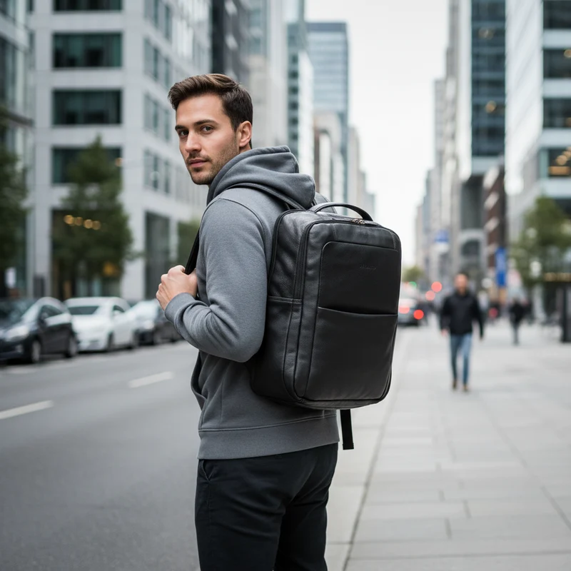 "Balduin" Großer Leder Laptop Rucksack