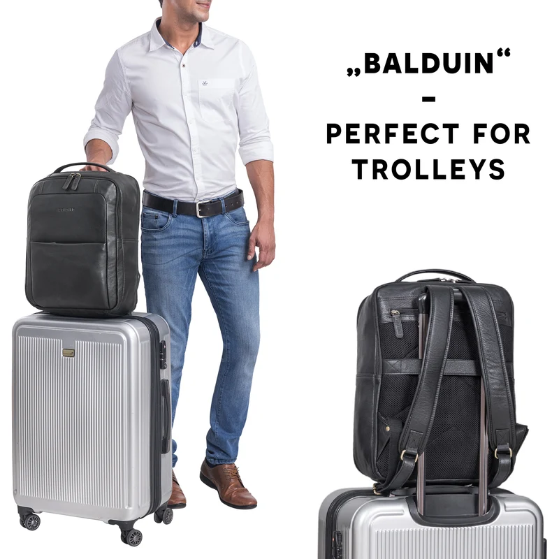 "Balduin" Großer Leder Laptop Rucksack