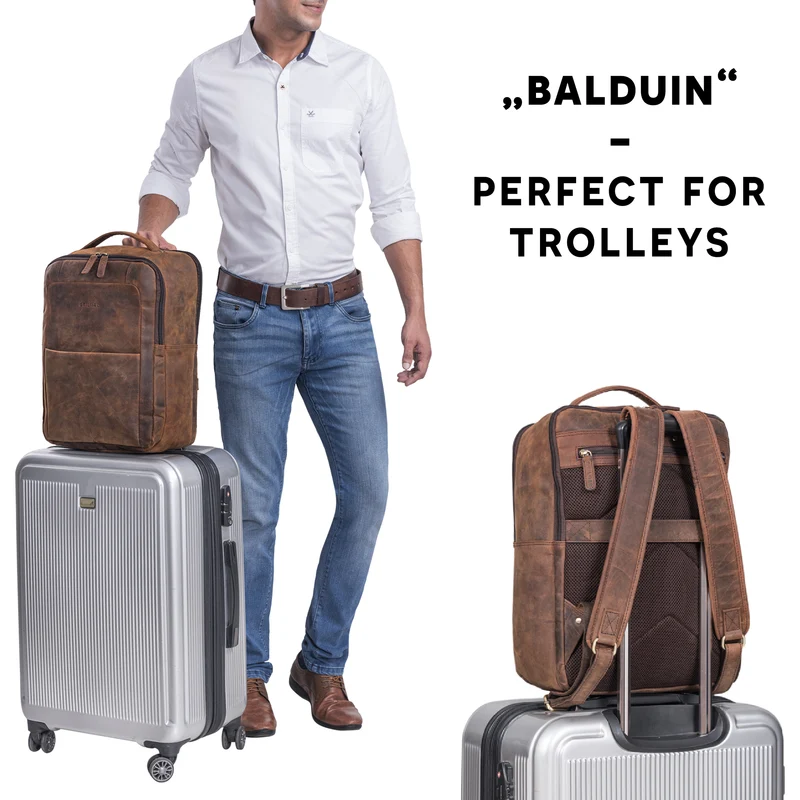 "Balduin" Großer Leder Laptop Rucksack