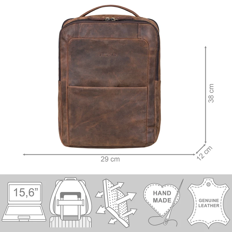 "Balduin" Großer Leder Laptop Rucksack