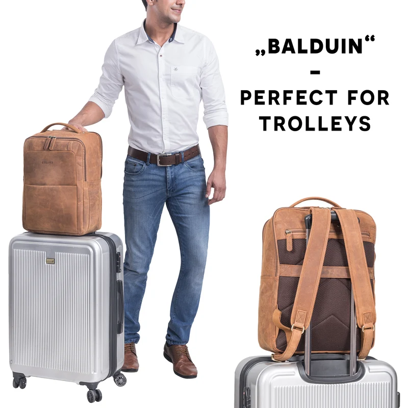 "Balduin" Großer Leder Laptop Rucksack