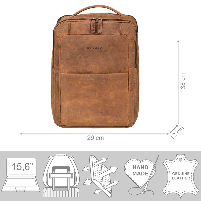 "Balduin" Großer Leder Laptop Rucksack