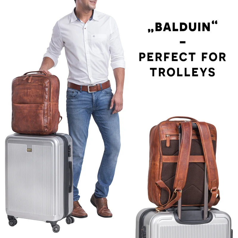 "Balduin" Großer Leder Laptop Rucksack