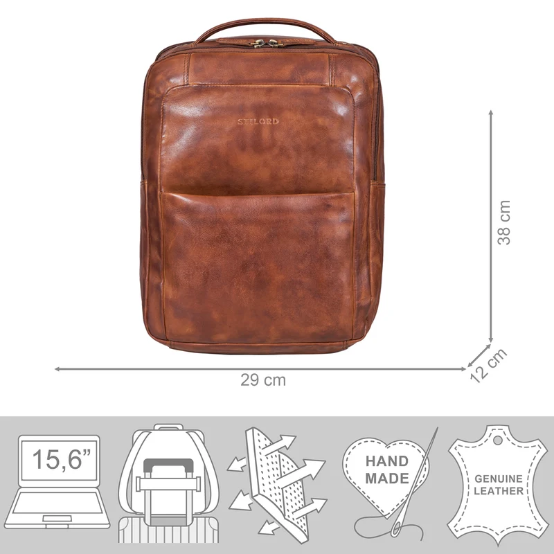 "Balduin" Großer Leder Laptop Rucksack
