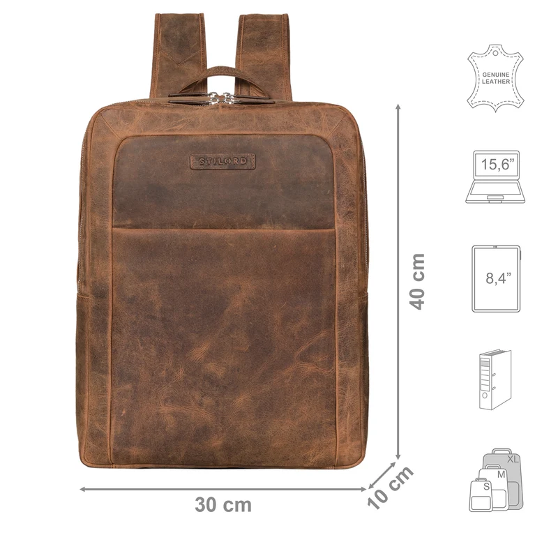 "Lion" Leder Laptop-Rucksack 15,6 Zoll Leder für Damen und Herren