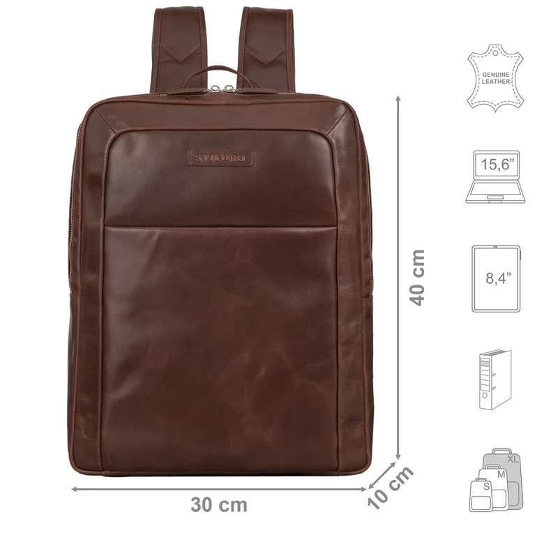 "Lion" Leder Laptop-Rucksack 15,6 Zoll Leder für Damen und Herren