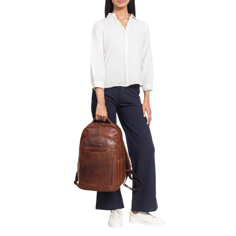 "Alura" Großer Rucksack Damen und Herren Leder - 15,6 Zoll Laptopfach