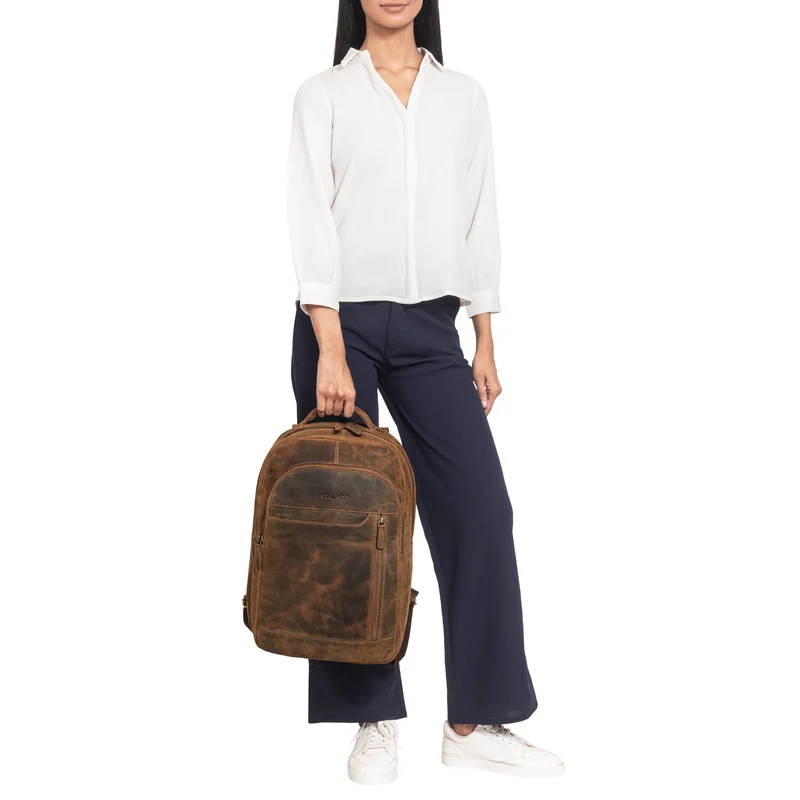 "Alura" Großer Rucksack Damen und Herren Leder - 15,6 Zoll Laptopfach
