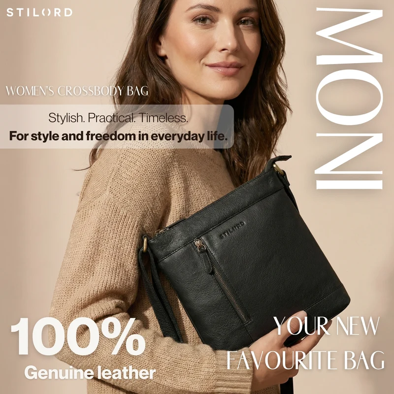 "Moni" Stylishe Crossbody Bag Damen Leder Mittel-Groß Tablet 11 Zoll