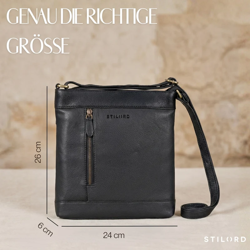 "Moni" Stylishe Crossbody Bag Damen Leder Mittel-Groß Tablet 11 Zoll