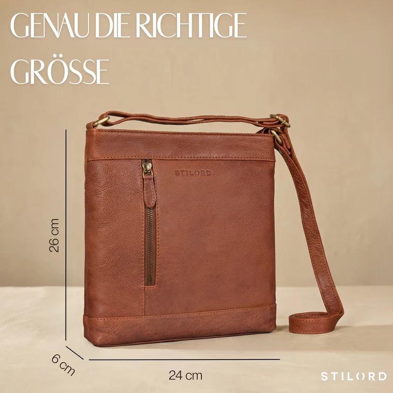 "Moni" Stylishe Crossbody Bag Damen Leder Mittel-Groß Tablet 11 Zoll