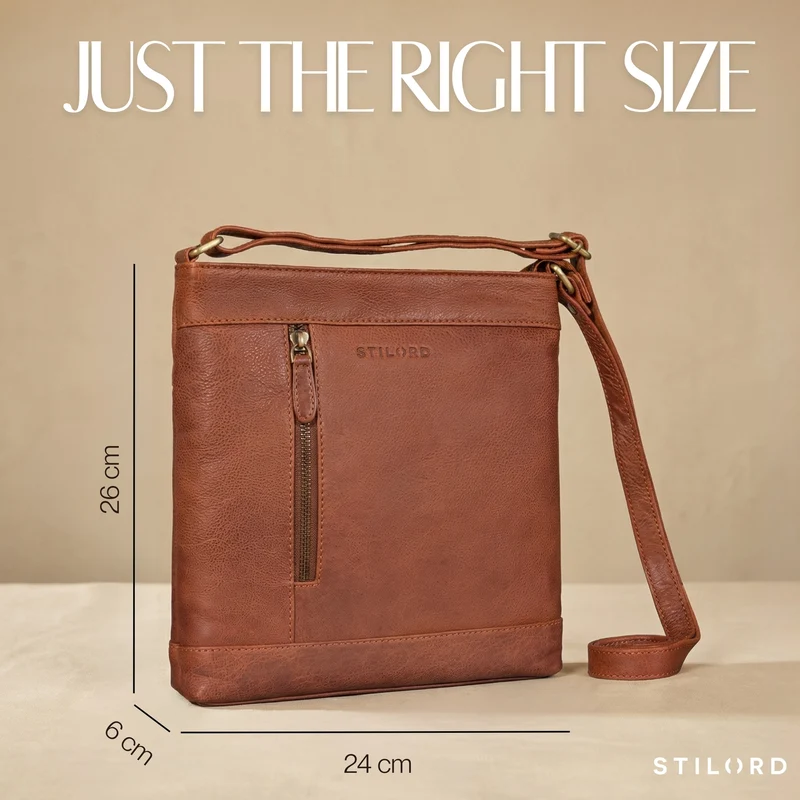 "Moni" Stylishe Crossbody Bag Damen Leder Mittel-Groß Tablet 11 Zoll