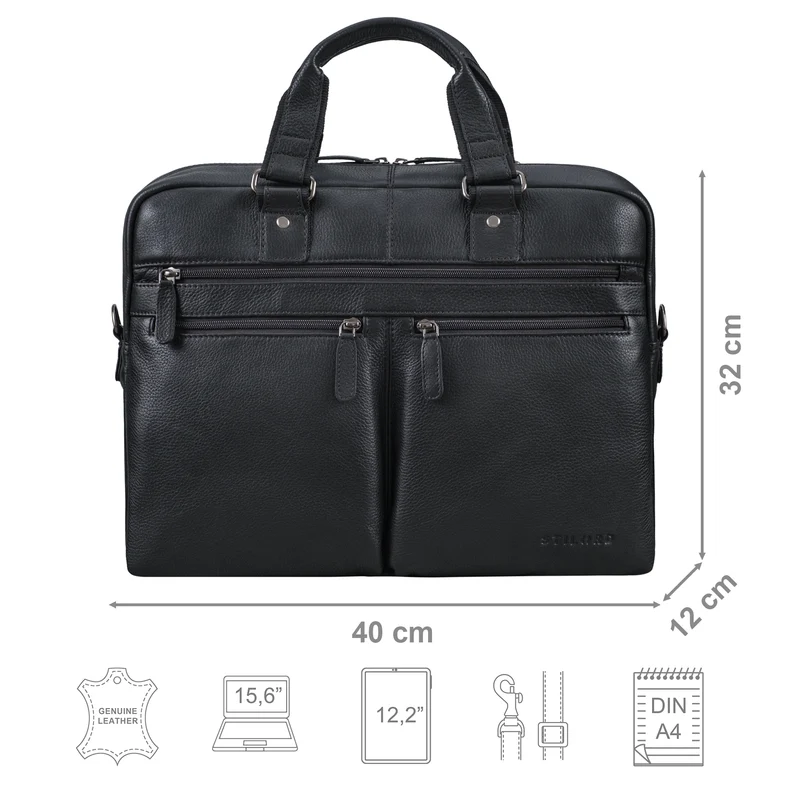 "Eugen" Leder Aktentasche Umhängetasche mit Laptopfach 15,6 Zoll