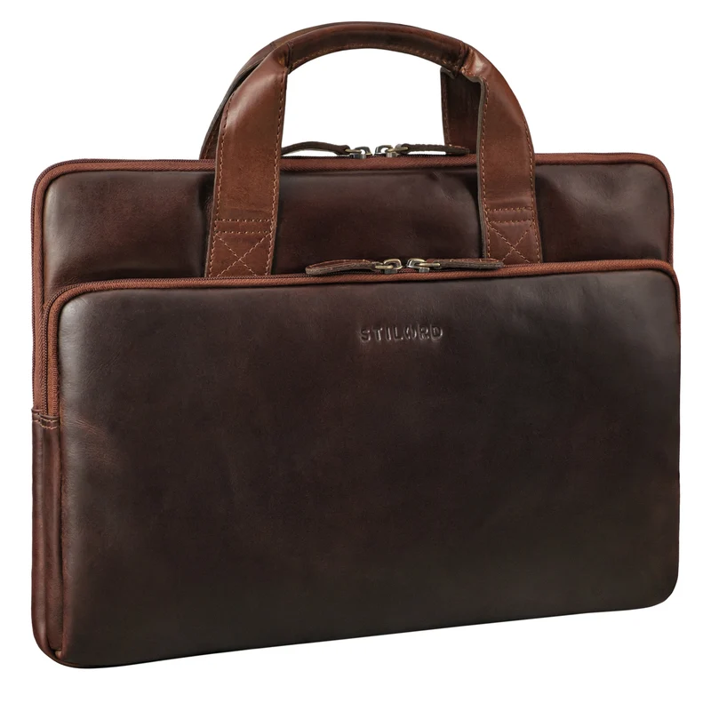 "Beau" Vintage Laptoptasche 15 - 16 Zoll echtes Leder Frauen Männer