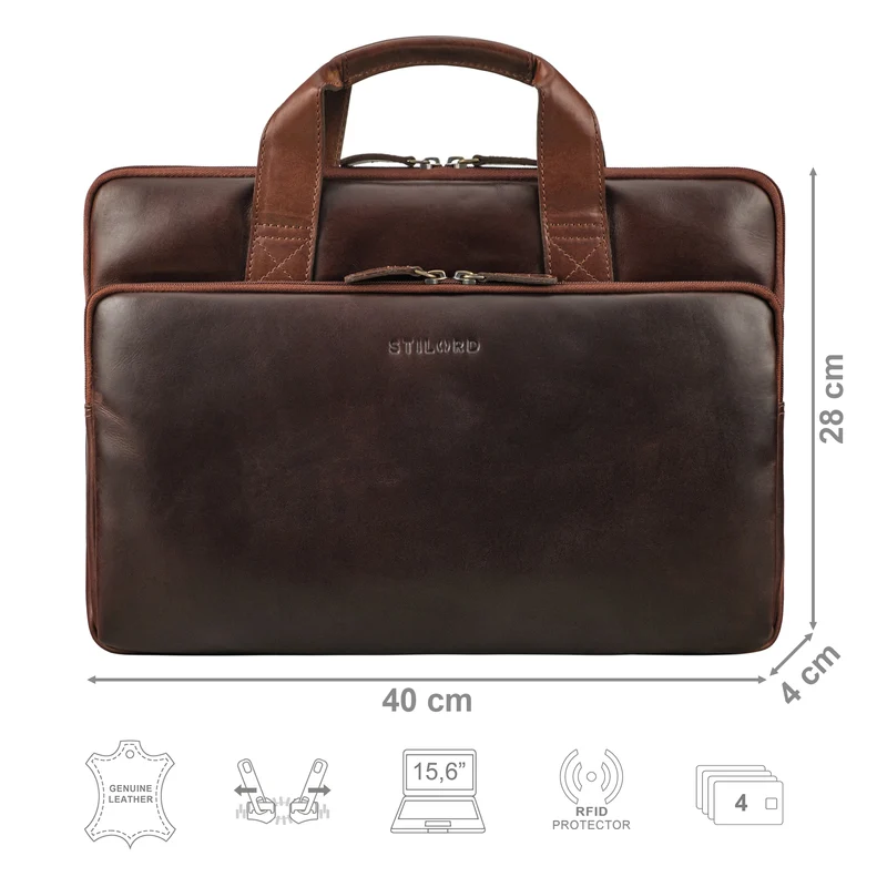 "Beau" Vintage Laptoptasche 15 - 16 Zoll echtes Leder Frauen Männer