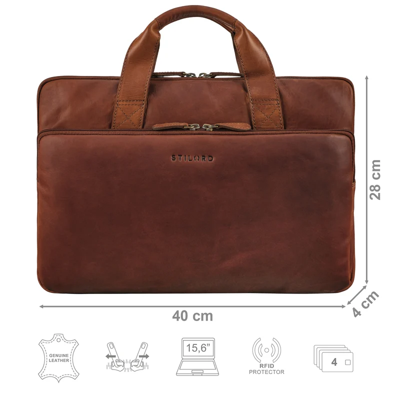 "Beau" Vintage Laptoptasche 15 - 16 Zoll echtes Leder Frauen Männer