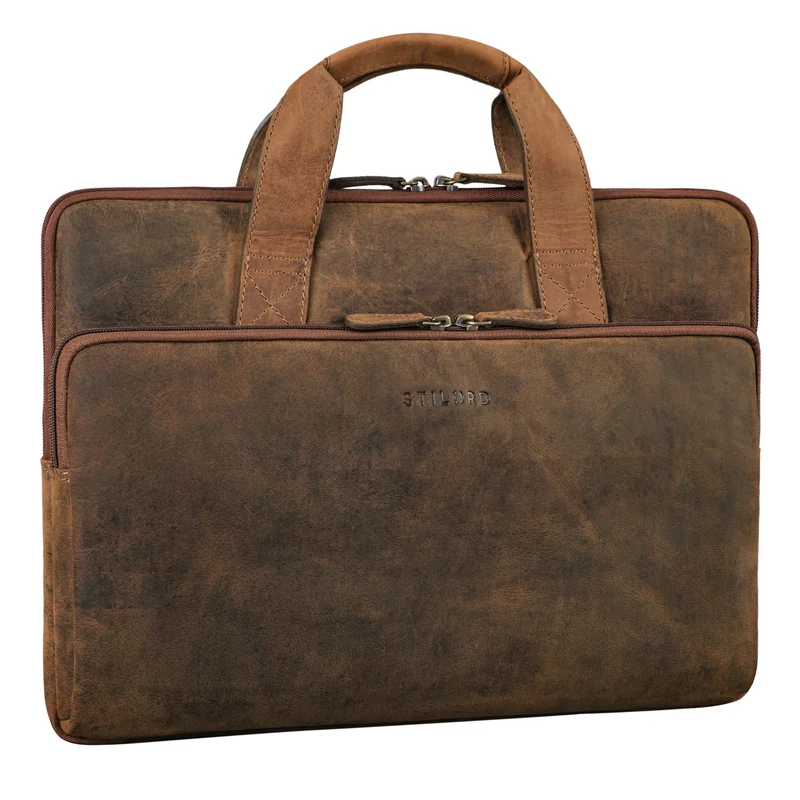 "Beau" Vintage Laptoptasche 15 - 16 Zoll echtes Leder Frauen Männer