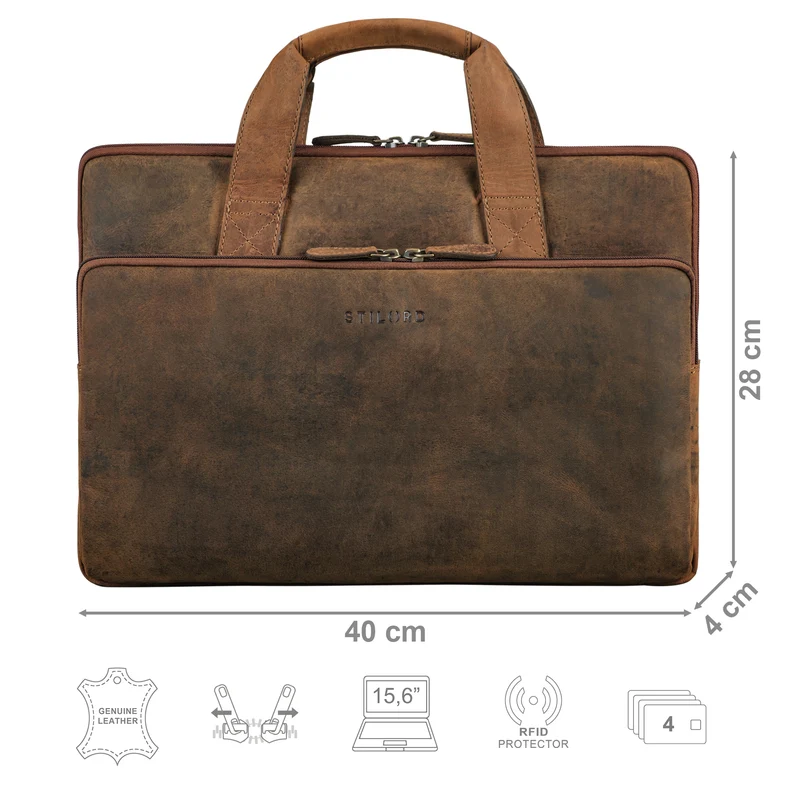 "Beau" Vintage Laptoptasche 15 - 16 Zoll echtes Leder Frauen Männer