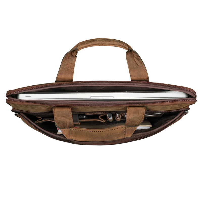 "Beau" Vintage Laptoptasche 15 - 16 Zoll echtes Leder Frauen Männer
