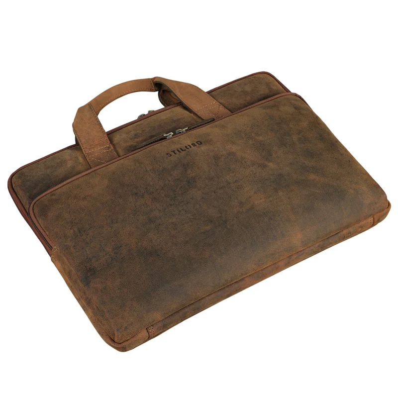 "Beau" Vintage Laptoptasche 15 - 16 Zoll echtes Leder Frauen Männer