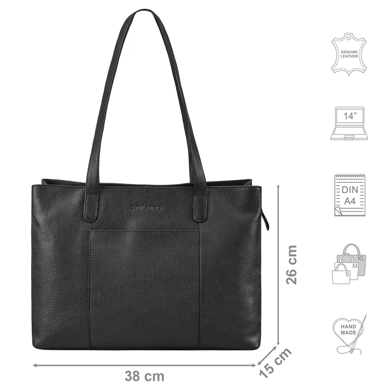 "Courtney" Vintage Leder Handtasche Damen Shopper Groß mit Langen Griffen