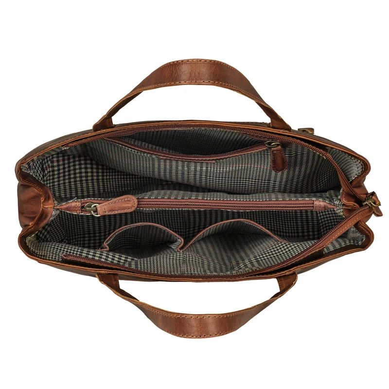 "Courtney" Vintage Leder Handtasche Damen Shopper Groß mit Langen Griffen