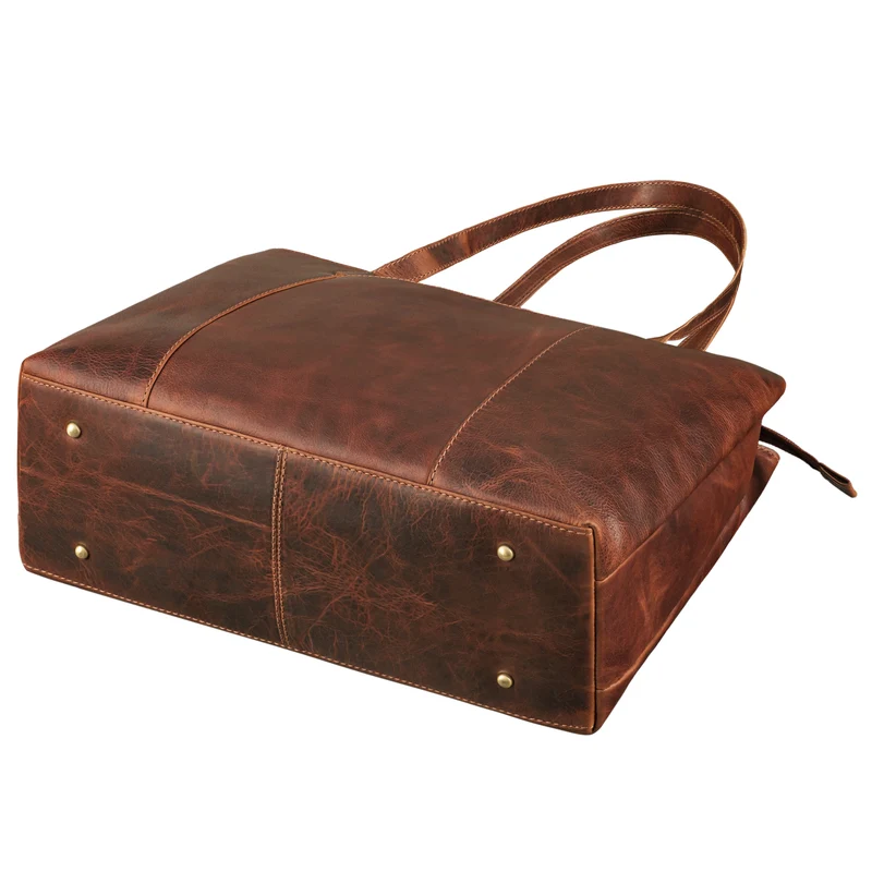 "Courtney" Vintage Leder Handtasche Damen Shopper Groß mit Langen Griffen