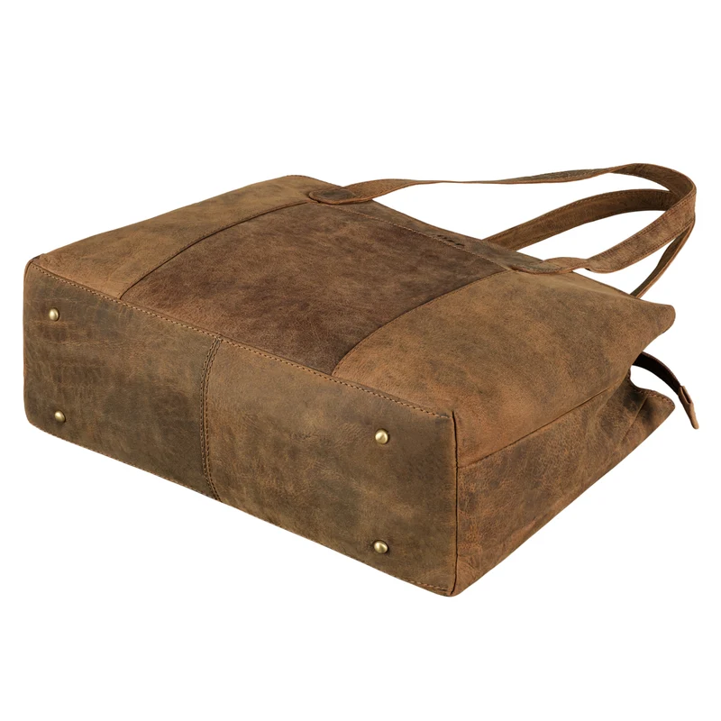 "Courtney" Vintage Leder Handtasche Damen Shopper Groß mit Langen Griffen