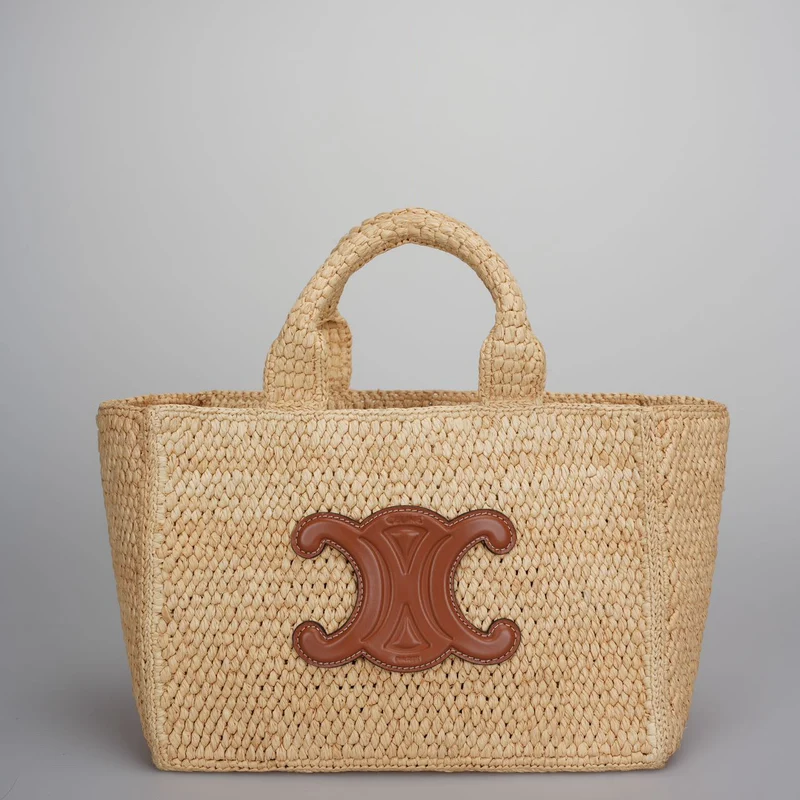 Celine Small Cabas Thais aus Bast und Kalbsleder