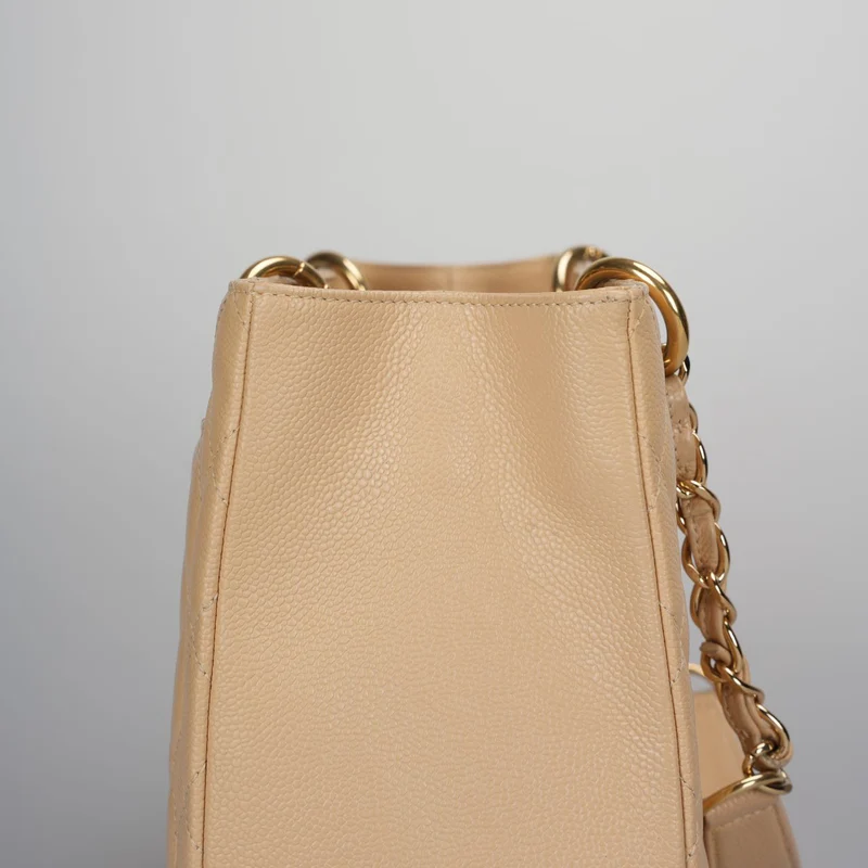 Chanel Beige Grand Shopping Tote Beige GST Tasche aus Kaviarleder mit goldenen Beschlägen