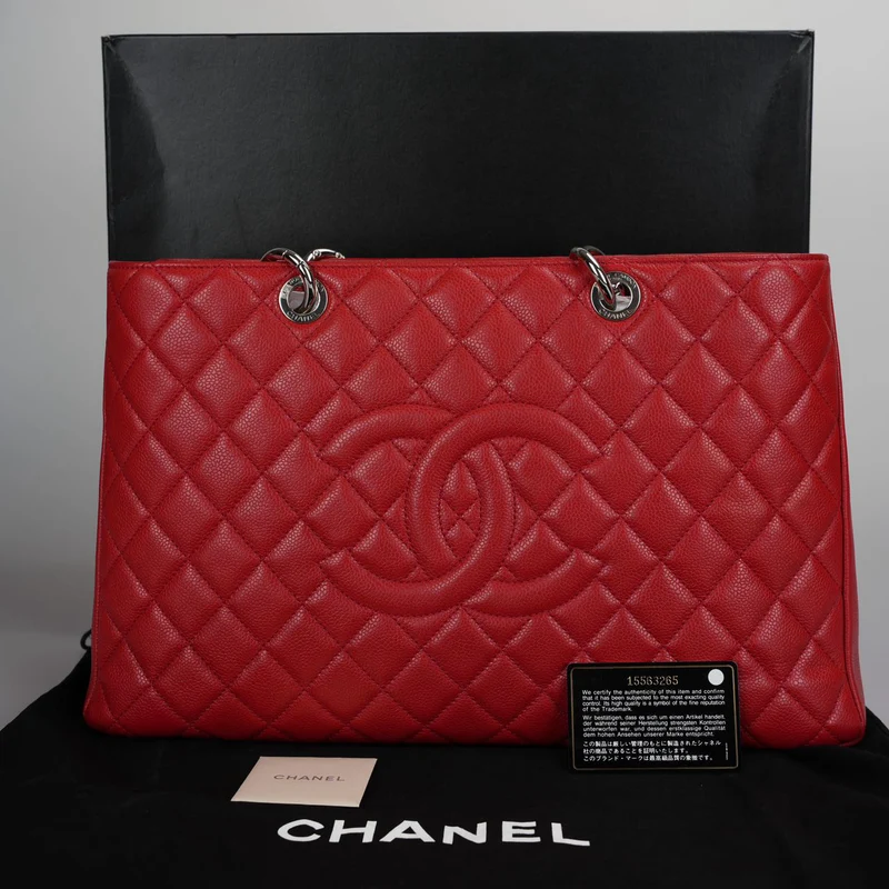 Chanel Rote große Grand Shopping Tote Rote GST Tasche in Kaviar 2011-2012