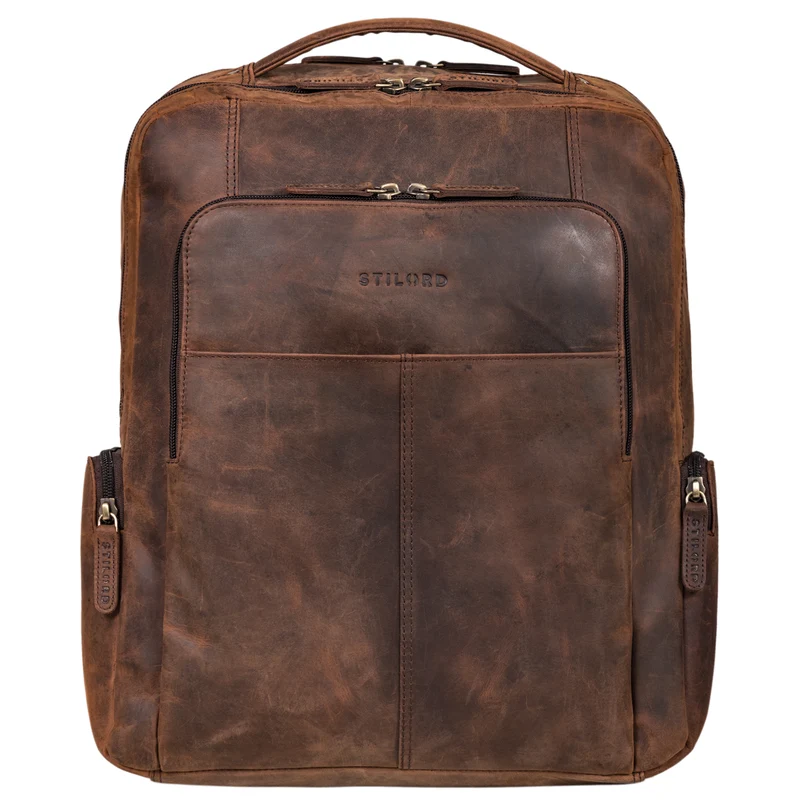 "Sigrid" Zeitloser Leder Rucksack mit Laptopfach 17 Zoll