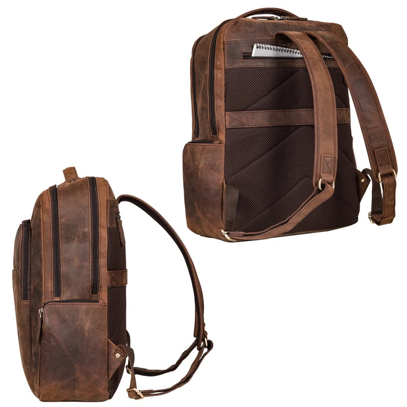 "Sigrid" Zeitloser Leder Rucksack mit Laptopfach 17 Zoll