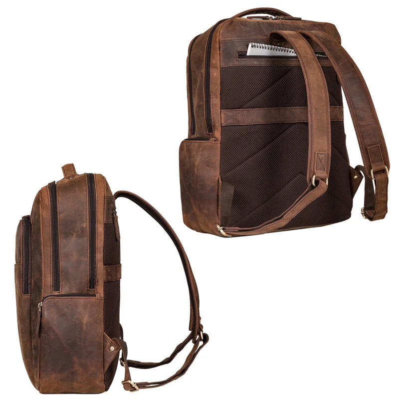 "Sigrid" Zeitloser Leder Rucksack mit Laptopfach 17 Zoll