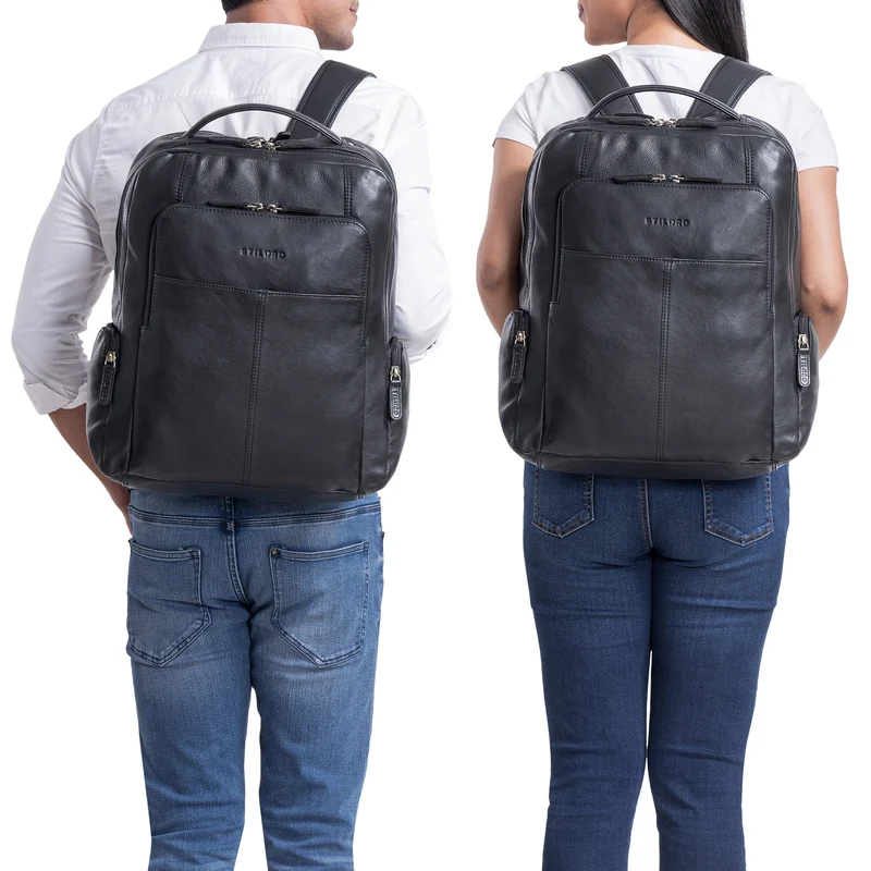 "Sigrid" Zeitloser Leder Rucksack mit Laptopfach 17 Zoll