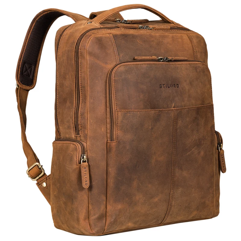 "Sigrid" Zeitloser Leder Rucksack mit Laptopfach 17 Zoll
