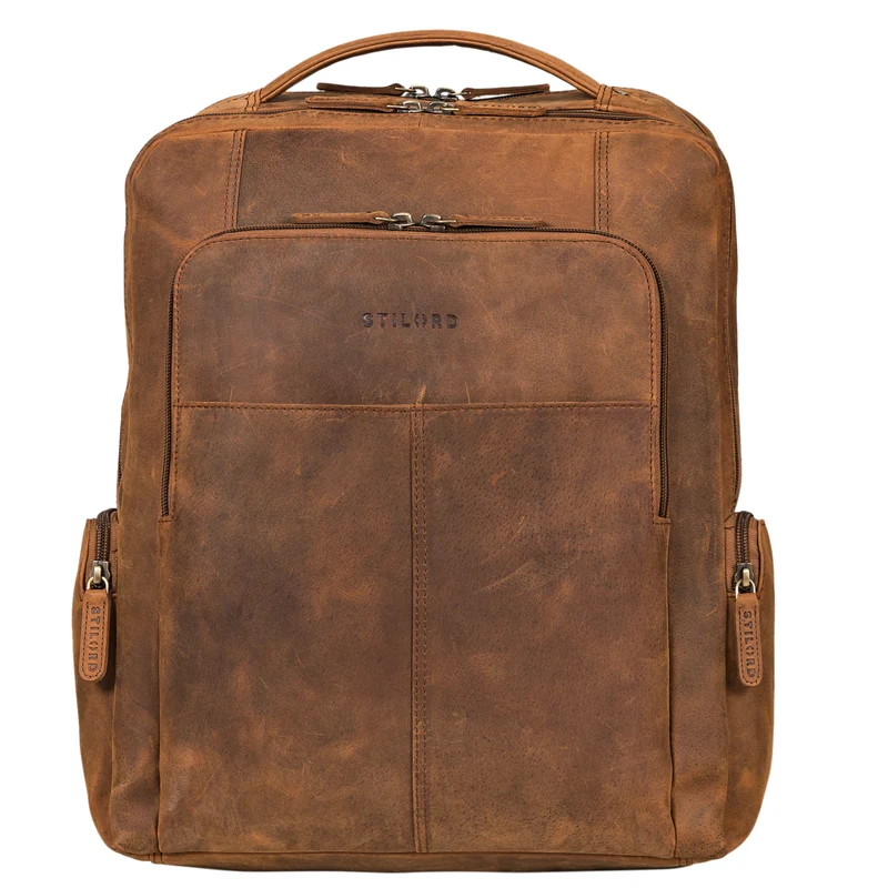 "Sigrid" Zeitloser Leder Rucksack mit Laptopfach 17 Zoll