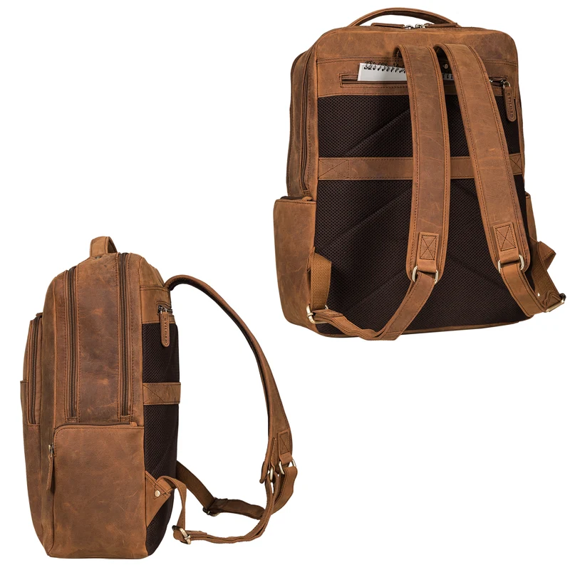 "Sigrid" Zeitloser Leder Rucksack mit Laptopfach 17 Zoll